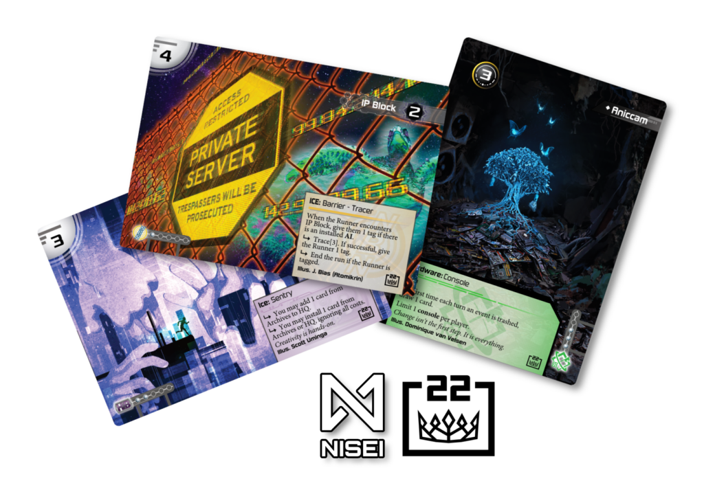 Three prize cards from the 2022 National Championships kit: IP Block, Aniccam, and Drafter